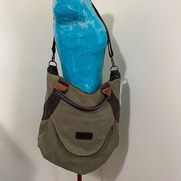 K2 Classic Fashion Canvas and Leather Womans Bag/Tote - Picture 2 of 9